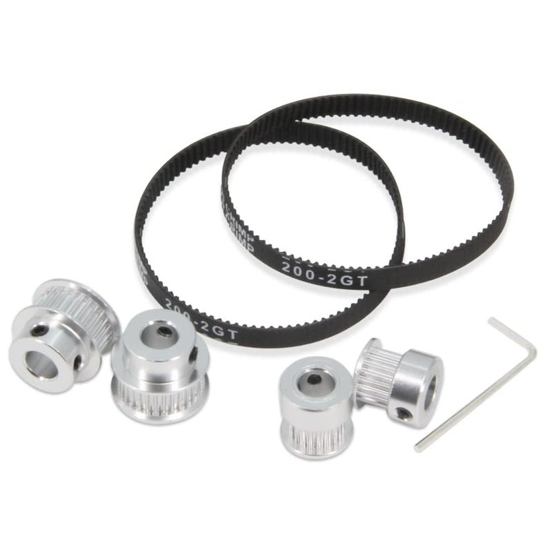 Zeelo 2PCS Set GT2 Synchronous Wheel 20&36 Teeth 8mm Bore Aluminum Timing Pulley with 2PCS Length 200mm Width 6mm Belt (20-36T-8B-6) - Image 3